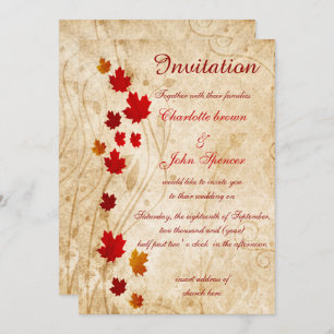 Rustique, feuilles d'érable invitations d'automne