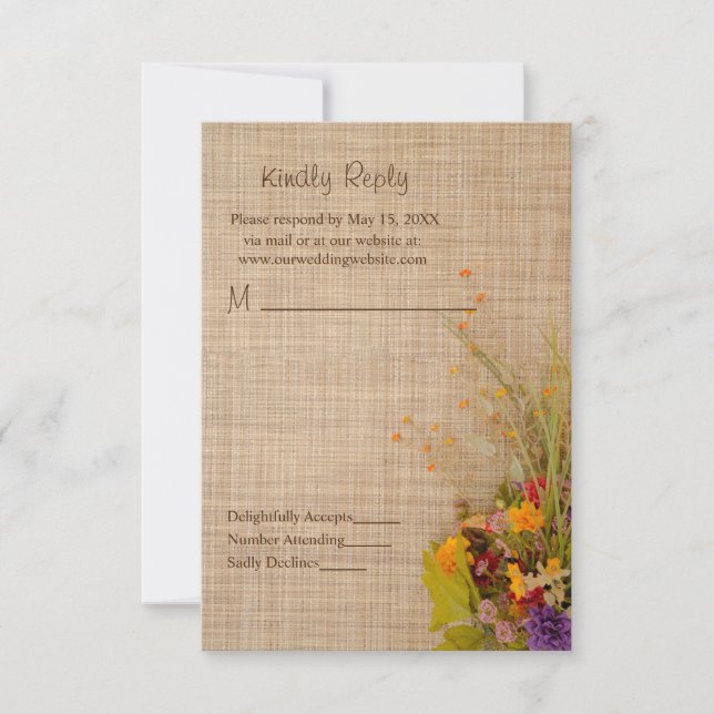 Rustique Fleurs d'automne Mariage Carte RSVP (Devant)