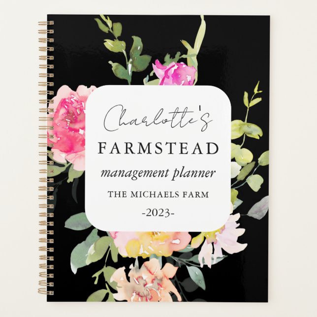 Rustique Floral Farmstead Management Noir (Devant)