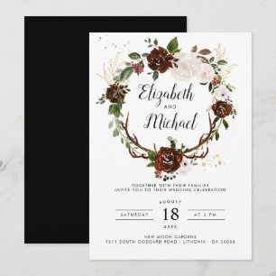 Rustique Floral   Invitation de mariage bohème bot