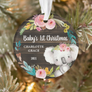 Rustique Floral Koala Baby's First Christmas