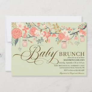 Rustique Floral Mason Jar Baby Brunch Invitation