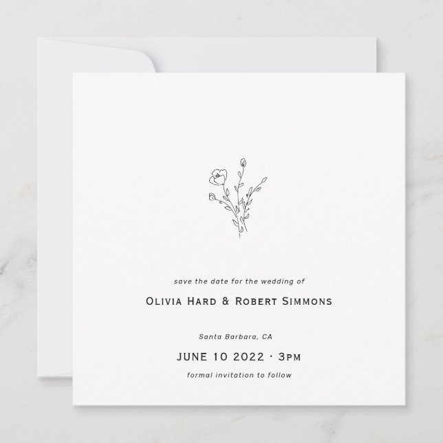Rustique Floral minimaliste Carré Mariage (Devant)