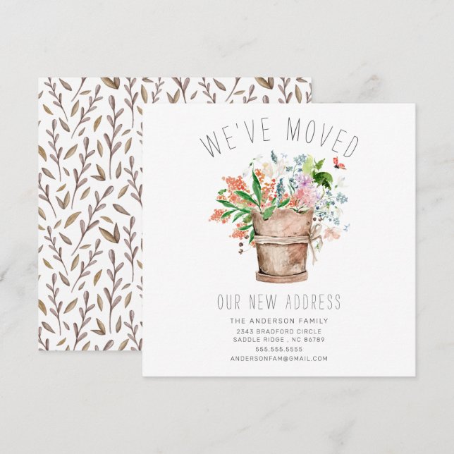 Rustique Floral Moving Faire-part (Devant / Derrière)