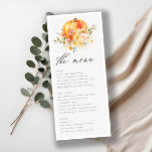 Rustique Floral Orange Automne Citrouille Menu Mar<br><div class="desc">Si vous avez besoin d'une personnalisation supplémentaire,  n'hésitez pas à m'envoyer un message sur yellowfebstudio@gmail.com .</div>