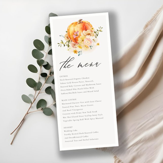 Rustique Floral Orange Automne Citrouille Menu Mar (Créateur téléchargé)