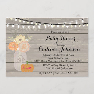 Rustique Floral Orange rose fille Invitation Baby