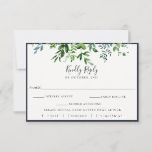 Rustique Foliage Marine Mariage RSVP Carte de choi