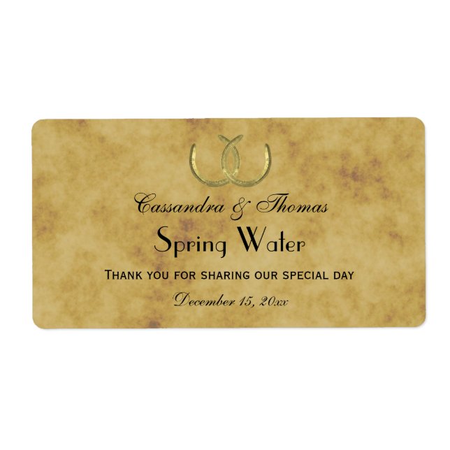 Rustique Golden Horseshoe Étiquette d'eau en détre (Devant)