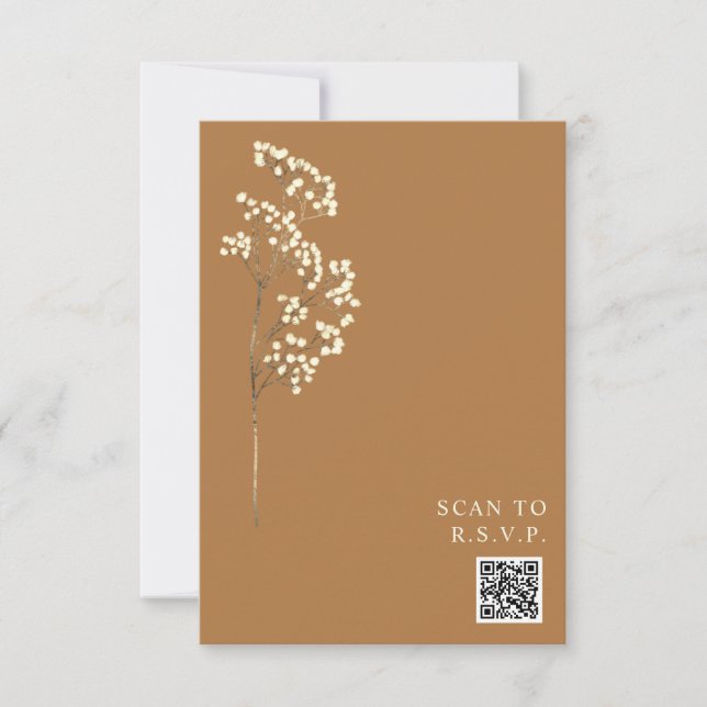 Rustique Goldenrod Gypsophila QR Code Mariage RSVP (Devant)