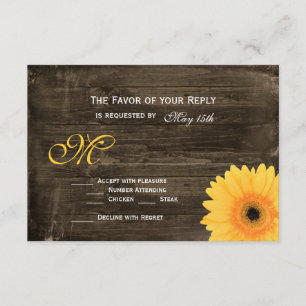 Rustique Grange Bois Jaune Fête Mariage RSVP Carte
