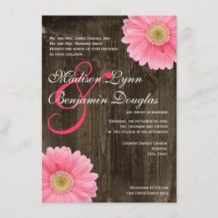 Rustique Grange Bois rose marguerite Invitations