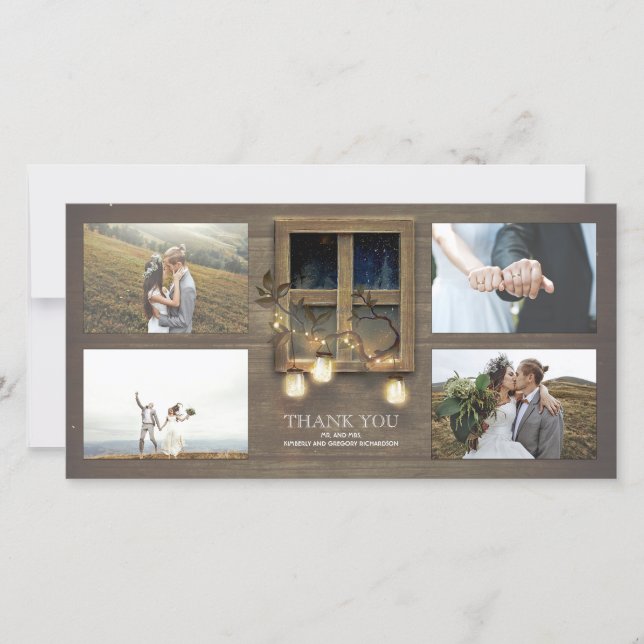 Rustique Grange Mason Jar illumine Merci Mariage (Devant)