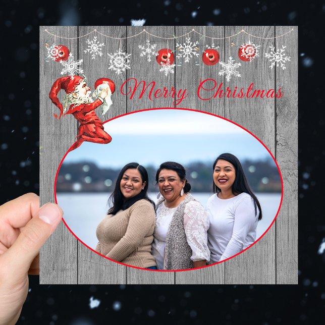 Rustique gris Bois Rouge Elfe Vintage Joyeux Noël (Créateur téléchargé)