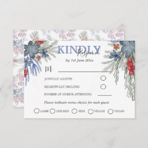 Rustique hiver verdure aquarelle Mariage RSVP