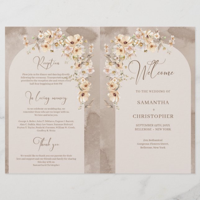 Rustique ivoire Fleurs sauvages Boho arch programm (Devant)