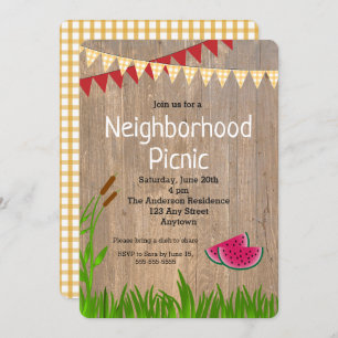 Rustique Jaune Plaid Voisin Pique-Nique Invitation