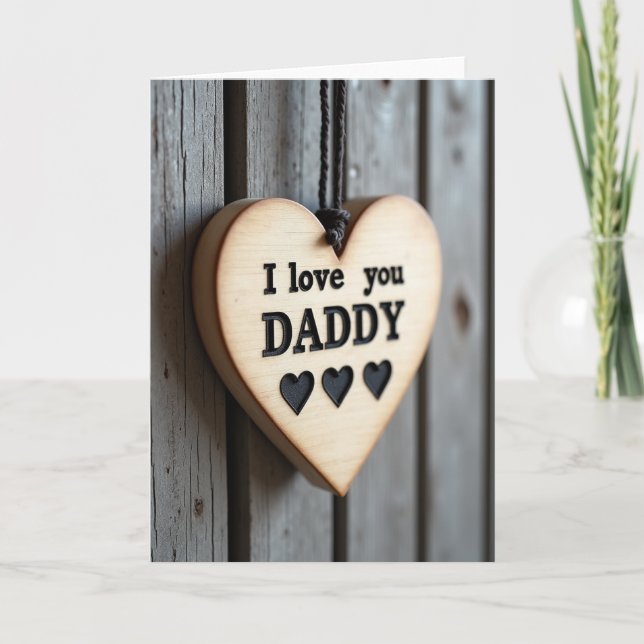 Rustique Je t'aime Papa Carte de cœur (Devant)