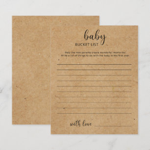 Rustique - Jeu de baby shower liste de seau de béb