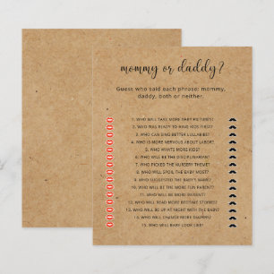 Rustique - Jeu de baby shower Maman ou Papa