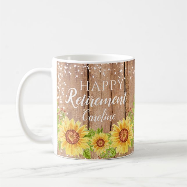 Rustique joyeuse retraite tournesol floral Mug (Gauche)