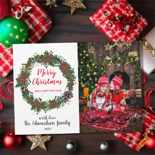 Rustique Joyeux Noël famille carte photo magnétiqu