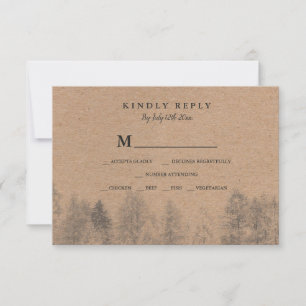 Rustique kraft Automne pins hiver arbres rsvp mari