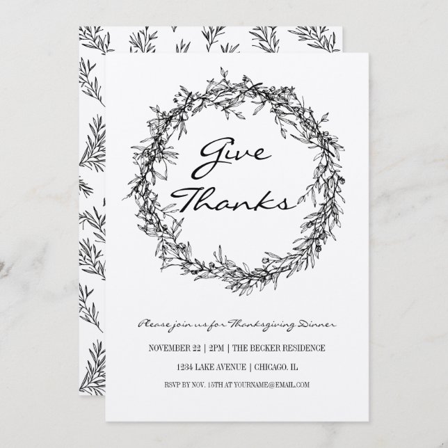 Rustique Kraft Donnez Merci Carte Dîner Thanksgivi (Devant / Derrière)