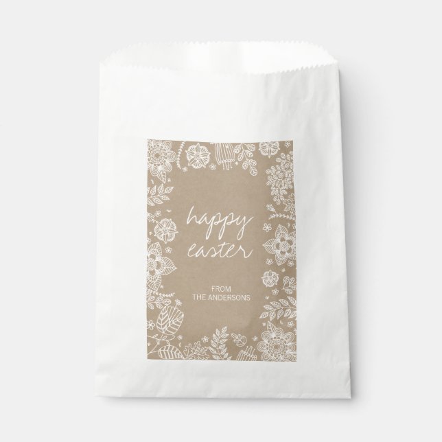 Rustique Kraft Floral Happy Favoriser les sacs de  (Devant)