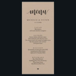 Rustique Kraft Mariage Elopement Menu Dîner<br><div class="desc">Carte de dîner moderne Rustique Brown Kraft Mariage Elopement. Customisez facilement et personnalisez-vous selon vos besoins,  et vos invités de dîner seront ravis quand ils verront ce menu de dîner parfait et élégant.</div>