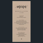 Rustique Kraft Mariage Elopement Menu Dîner<br><div class="desc">Carte de dîner moderne Rustique Brown Kraft Mariage Elopement. Customisez facilement et personnalisez-vous selon vos besoins,  et vos invités de dîner seront ravis quand ils verront ce menu de dîner parfait et élégant.</div>