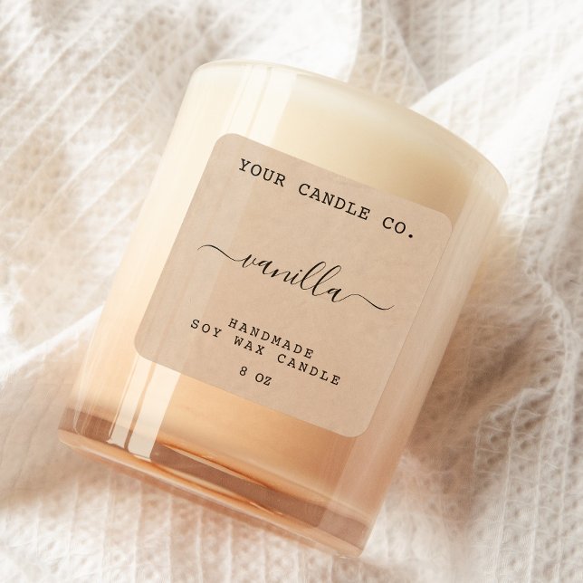 Rustique Kraft minimaliste Étiquette de bougie (Créateur téléchargé)