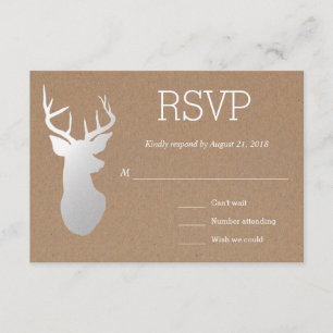 Rustique Kraft Papier Argent Antler Mariage RSVP