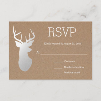 Rustique Kraft Papier Argent Antler Mariage RSVP