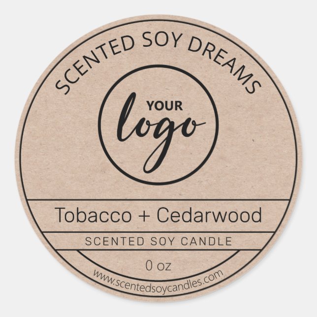 Rustique Kraft papier soja Étiquette bougie (Devant)
