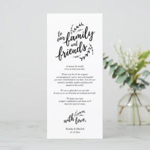 Rustique Lieu Cadre Dîner Carte de remerciements