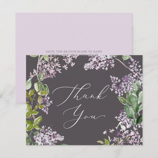 Rustique Lilac | Carte de remerciements gris (Devant / Derrière)