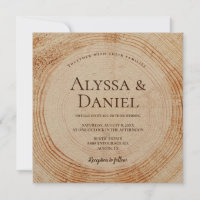 Rustique Mariage Bois Coupe Grain Invitation perso