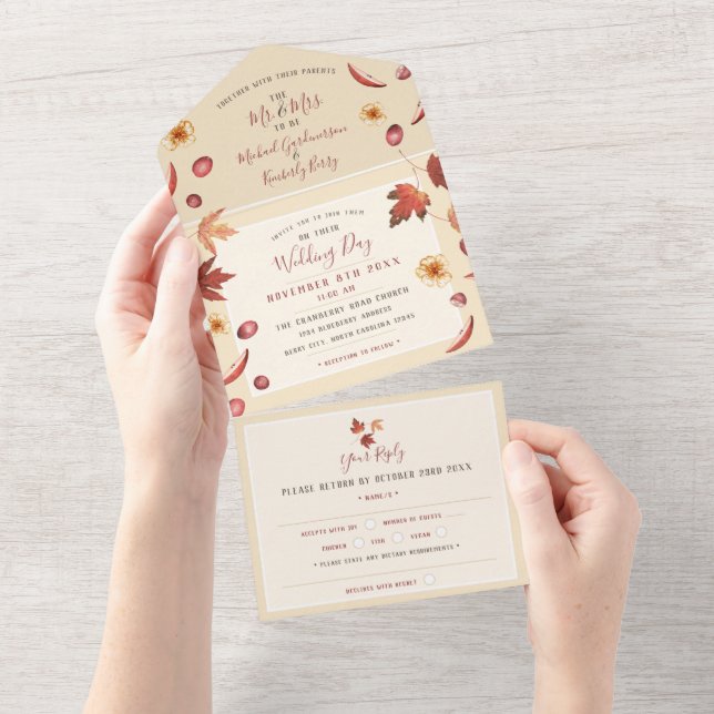 Rustique Mariage D'Automne Tout En Une Invitation (Déchirure)