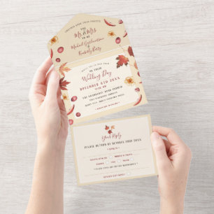 Rustique Mariage D'Automne Tout En Une Invitation