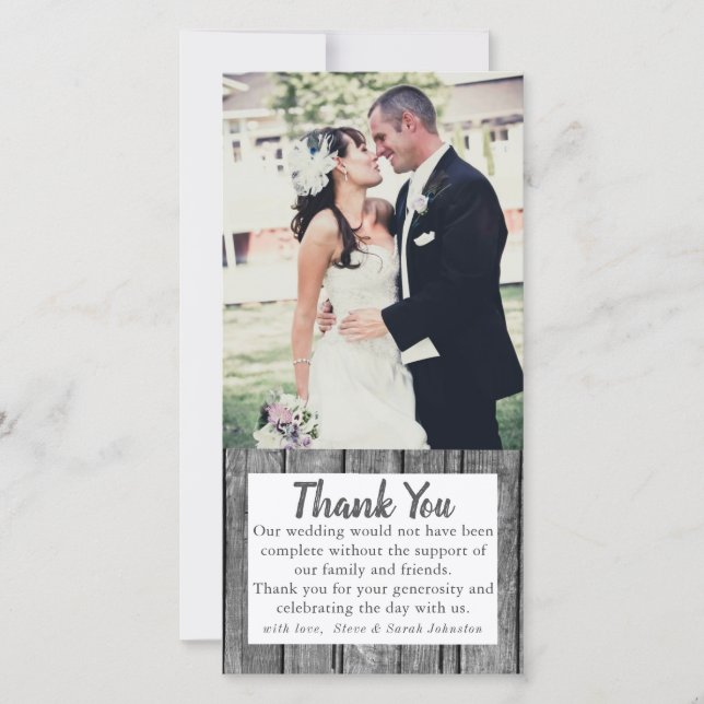 Rustique Mariage Photo Merci Cartes (Devant)