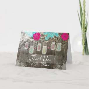 Rustique Mason Jar Carte de remerciements