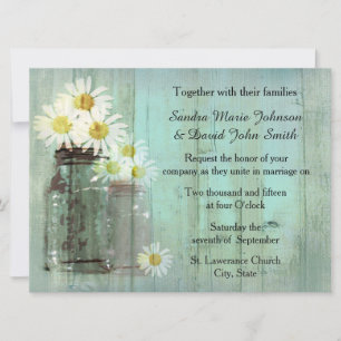 Rustique Mason Jar Et Daisy Faire-part de mariage