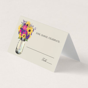 Rustique Mason Jar Sunflower Mariage Place Cartes