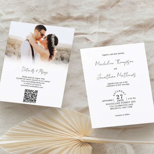 Rustique minimaliste photo budget Mariage QR Code (Créateur téléchargé)