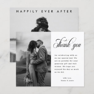 Rustique minimaliste Script Mariage photo Merci