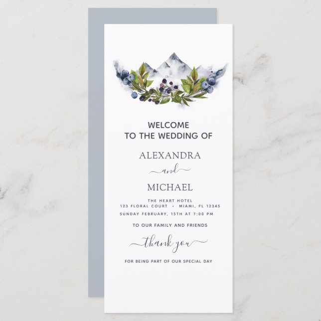 Rustique Montagnes Forêt Aquarelle Moderne (Devant / Derrière)