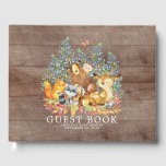 Rustique Neutral Woodland Baby shower Livre d'invi<br><div class="desc">De mignons animaux en bois pour une douche de bébé garçon. Notre jolie scène forestière avec une bière,  cerf,  renard,  hibou,  raton laveur et orignal. Objets correspondants disponibles dans notre boutique.</div>