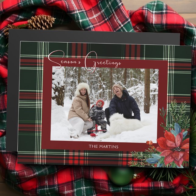 Rustique Noël Plaid avec Poinsettia & Pine Photo (Créateur téléchargé)