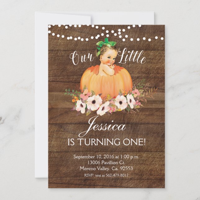 Rustique Notre Citrouille tourne une invitation (Devant)